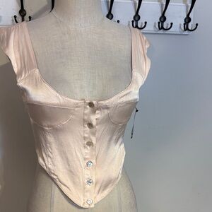 Vanessa Mooney blush satin button up bustier style top